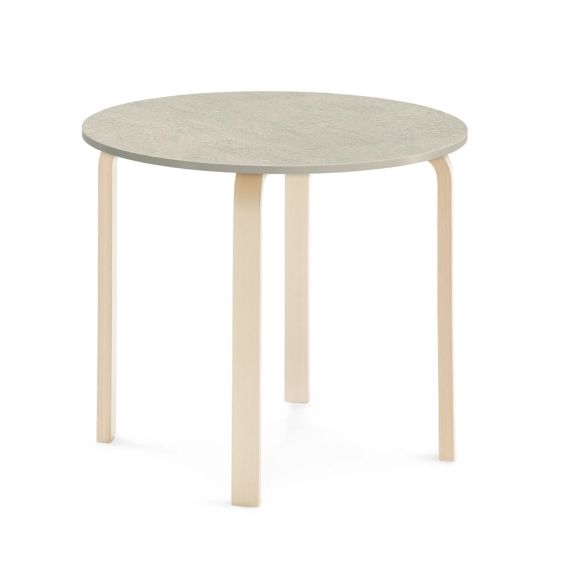Pöytä ELTON Ø 900x710 mm, harmaa linoleumi, koivu