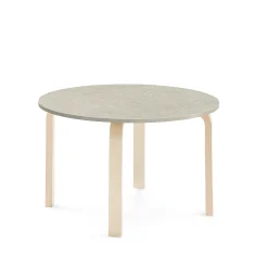 Pöytä ELTON Ø 900x530 mm, harmaa linoleumi, koivu