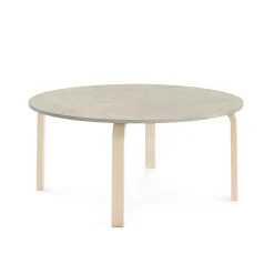 Pöytä ELTON Ø 1200x530 mm, harmaa linoleumi, koivu