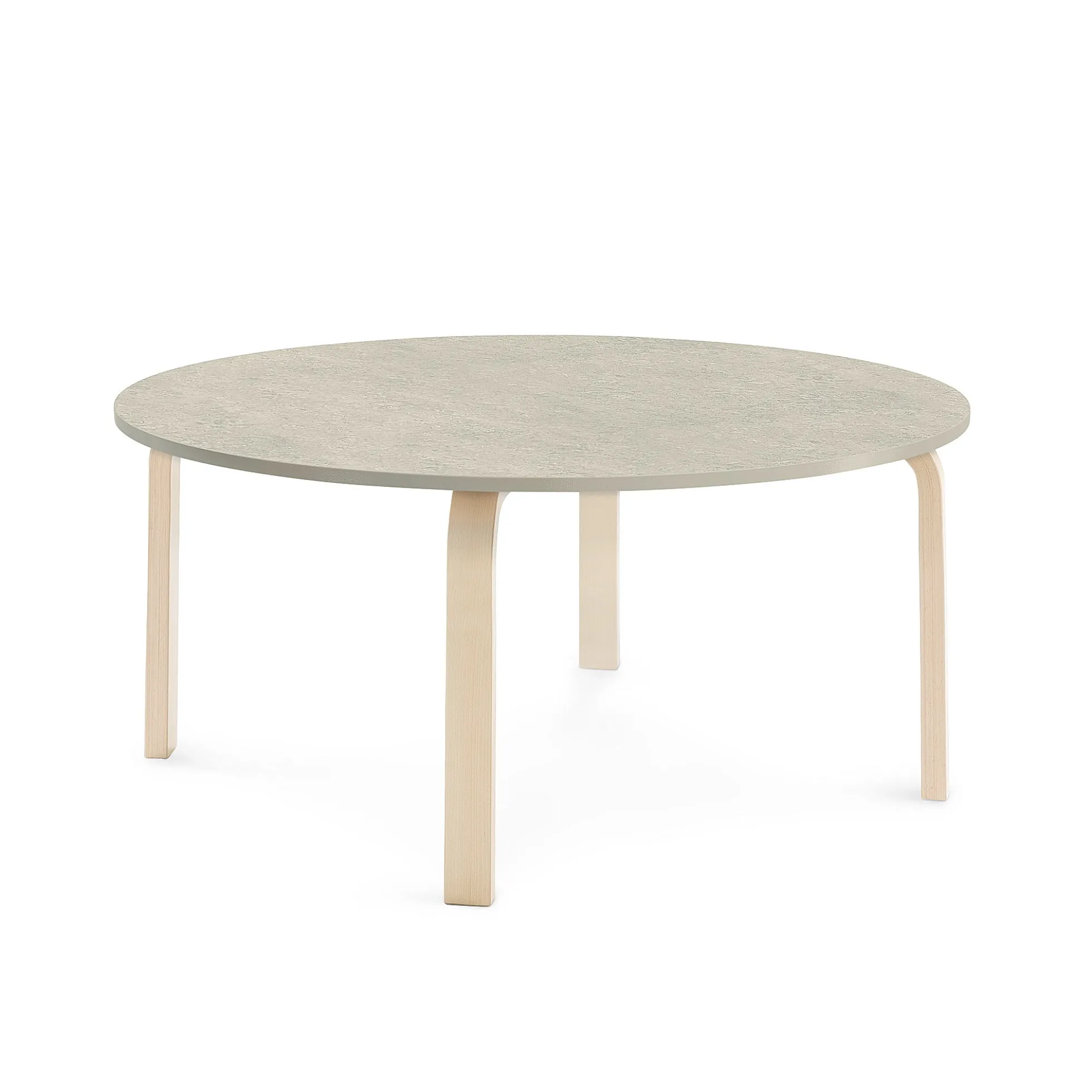 Pöytä ELTON Ø 1200x530 mm, harmaa linoleumi, koivu