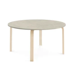 Pöytä ELTON Ø 1200x590 mm, harmaa linoleumi, koivu