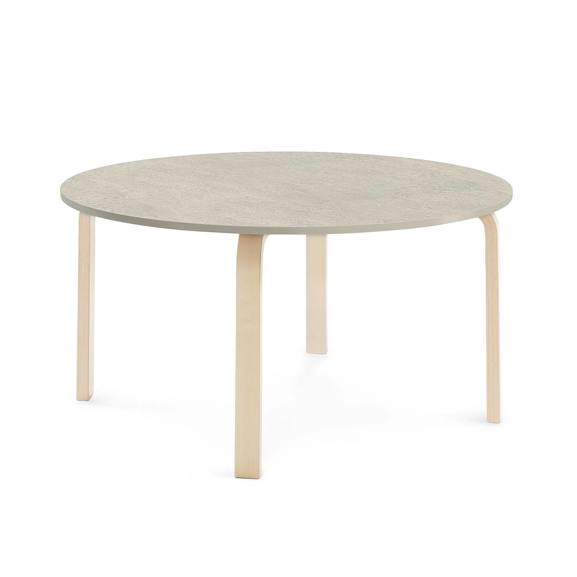 Pöytä ELTON Ø 1200x590 mm, harmaa linoleumi, koivu