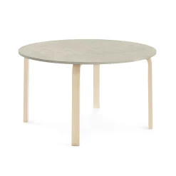 Pöytä ELTON Ø 1200x640 mm, harmaa linoleumi, koivu