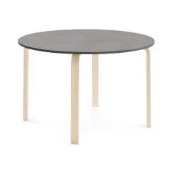 Pöytä ELTON Ø 1200x710 mm, tummanharmaa linoleumi, koivu