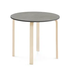 Pöytä ELTON Ø 900x710 mm, tummanharmaa linoleumi, koivu