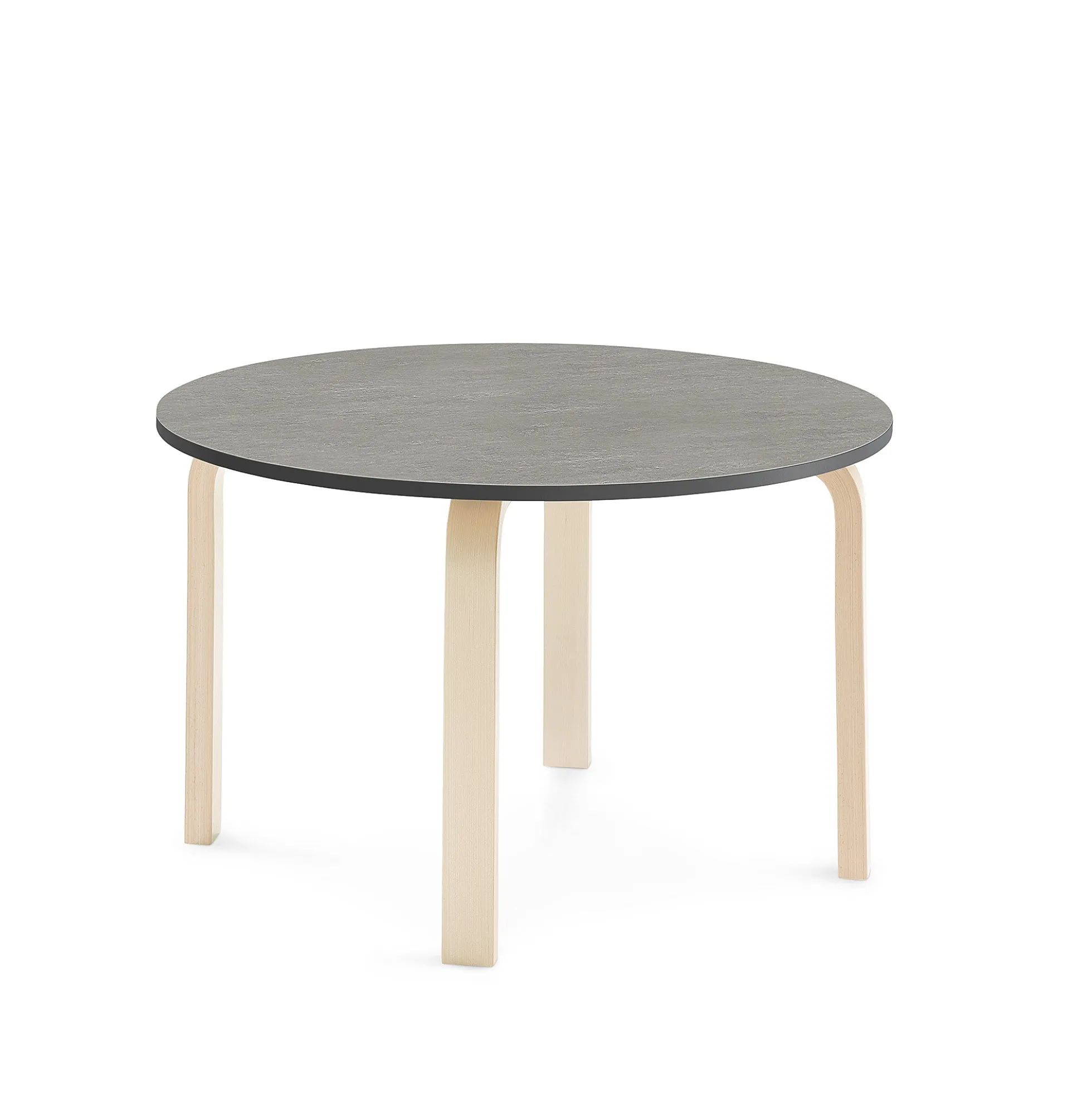 Pöytä ELTON Ø 900x530 mm, tummanharmaa linoleumi, koivu