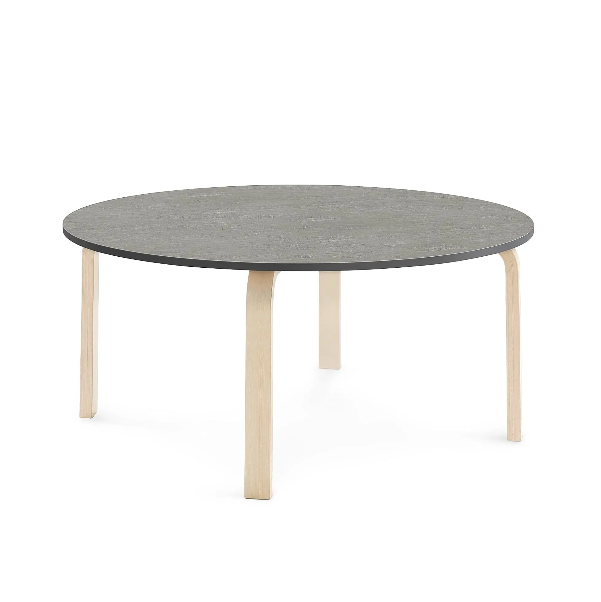 Pöytä ELTON Ø 1200x530 mm, tummanharmaa linoleumi, koivu