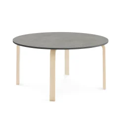 Pöytä ELTON Ø 1200x590 mm, tummanharmaa linoleumi, koivu