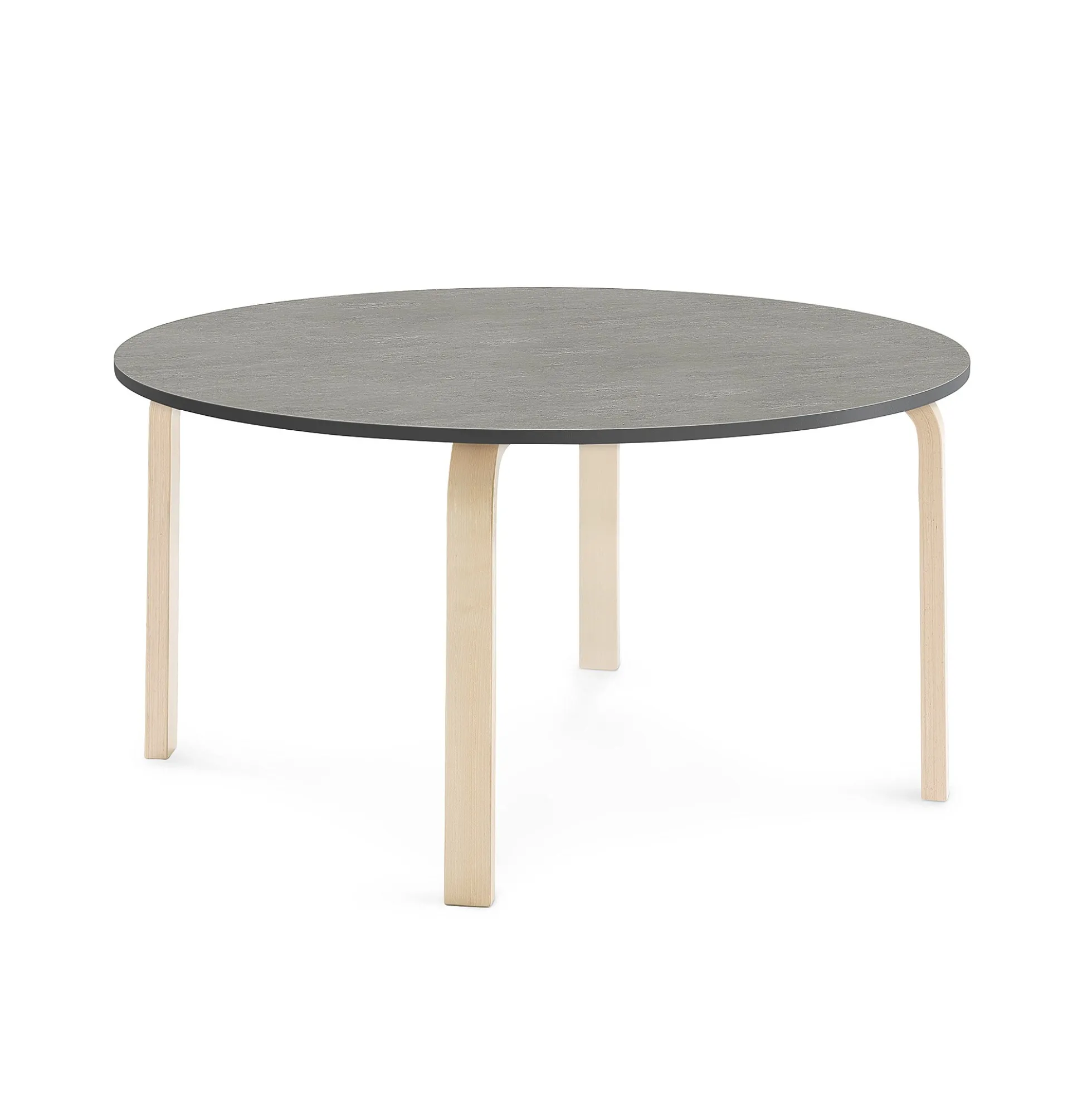 Pöytä ELTON Ø 1200x590 mm, tummanharmaa linoleumi, koivu