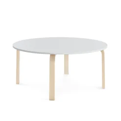 Pöytä ELTON Ø 1200x530 mm, valkoinen laminaatti, koivu