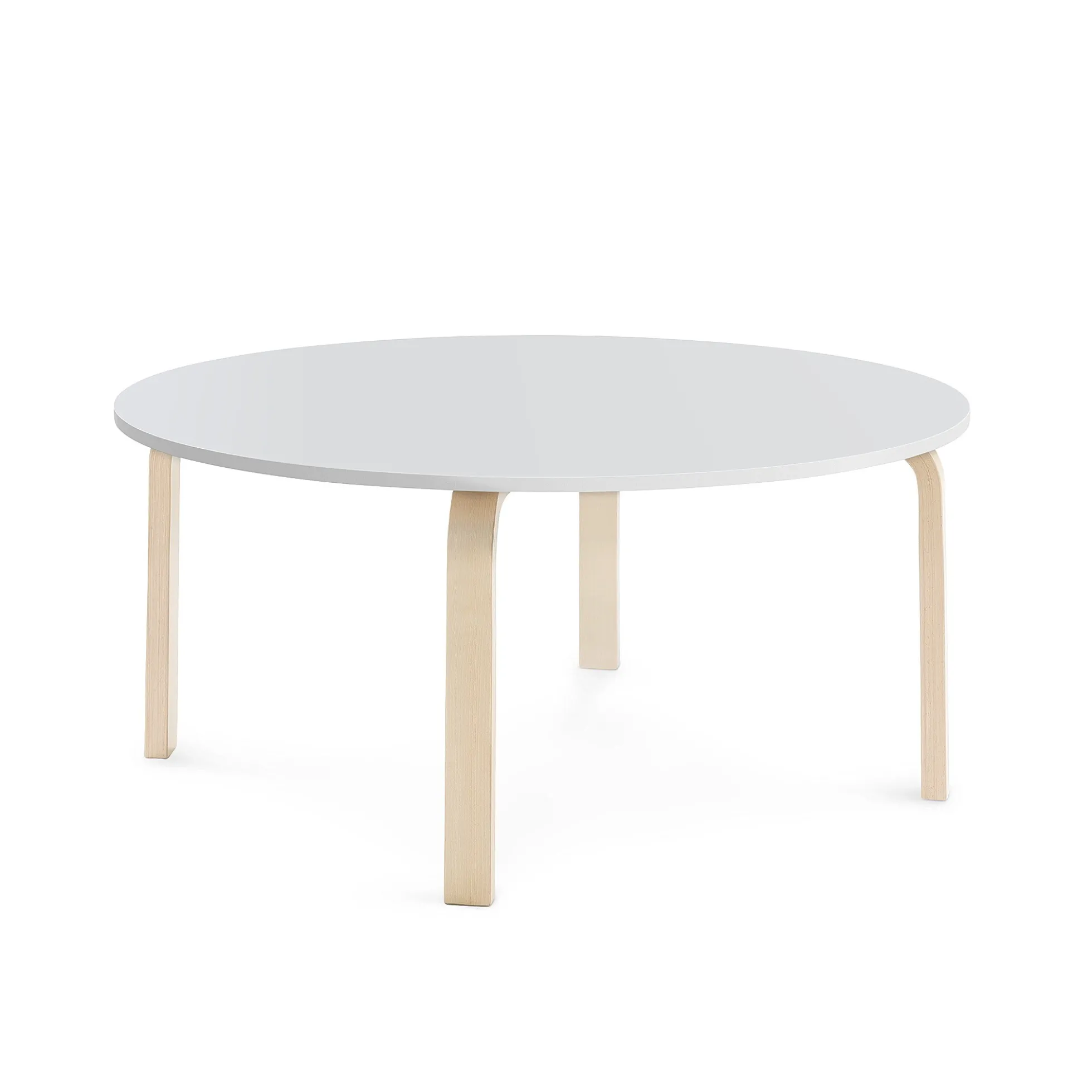 Pöytä ELTON Ø 1200x530 mm, valkoinen laminaatti, koivu