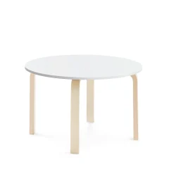 Pöytä ELTON Ø 900x530 mm, valkoinen laminaatti, koivu