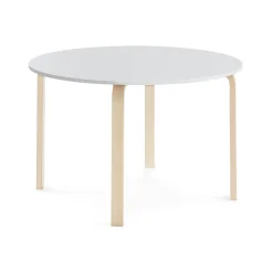 Pöytä ELTON Ø 1200x710 mm, valkoinen laminaatti, koivu