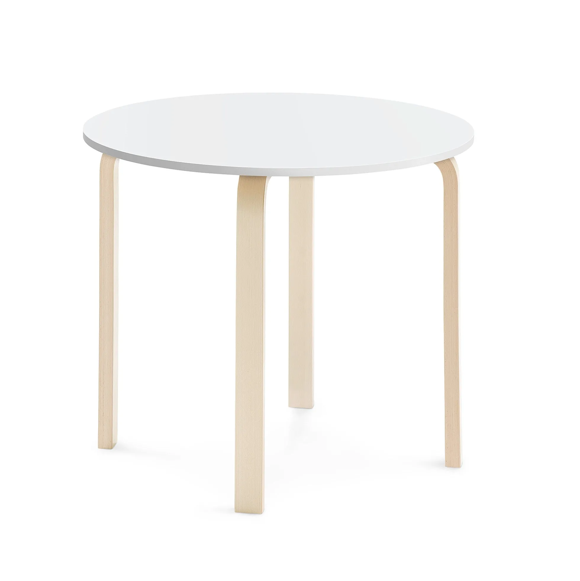 Pöytä ELTON Ø 900x710 mm, valkoinen laminaatti, koivu