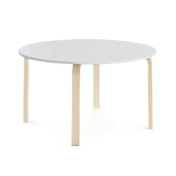 Pöytä ELTON Ø 1200x640 mm, valkoinen laminaatti, koivu