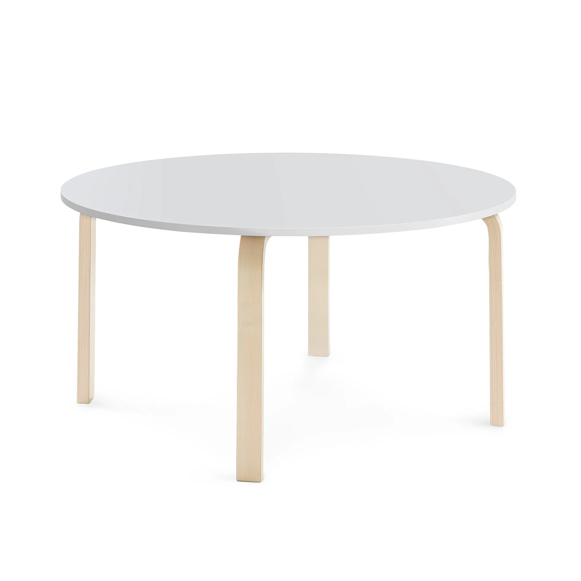 Pöytä ELTON Ø 1200x590 mm, valkoinen laminaatti, koivu
