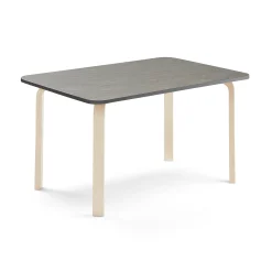 Pöytä ELTON 1200x700x640 mm, tummanharmaa linoleumi, koivu