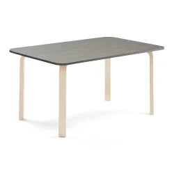 Pöytä ELTON 1400x800x640 mm, tummanharmaa linoleumi, koivu
