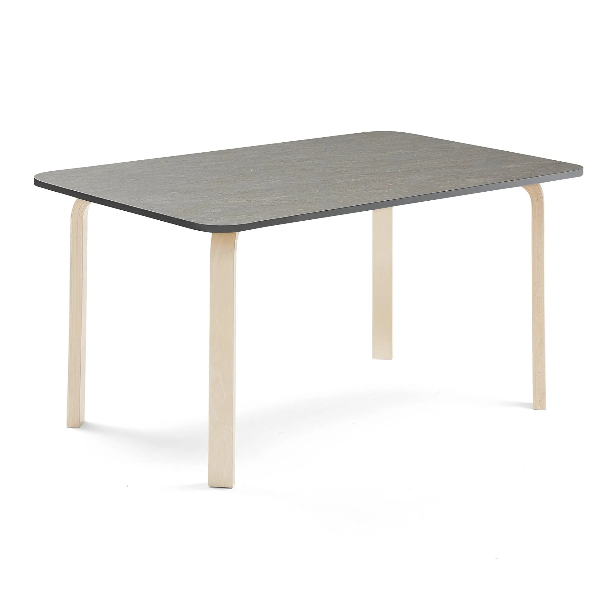 Pöytä ELTON 1400x800x640 mm, tummanharmaa linoleumi, koivu