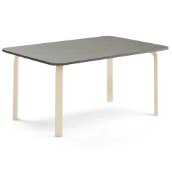 Pöytä ELTON 1800x700x640 mm, tummanharmaa linoleumi, koivu