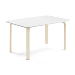 Pöytä ELTON 1200x800x640 mm, valkoinen laminaatti, koivu