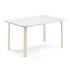 Pöytä ELTON 1400x700x640 mm, valkoinen laminaatti, koivu