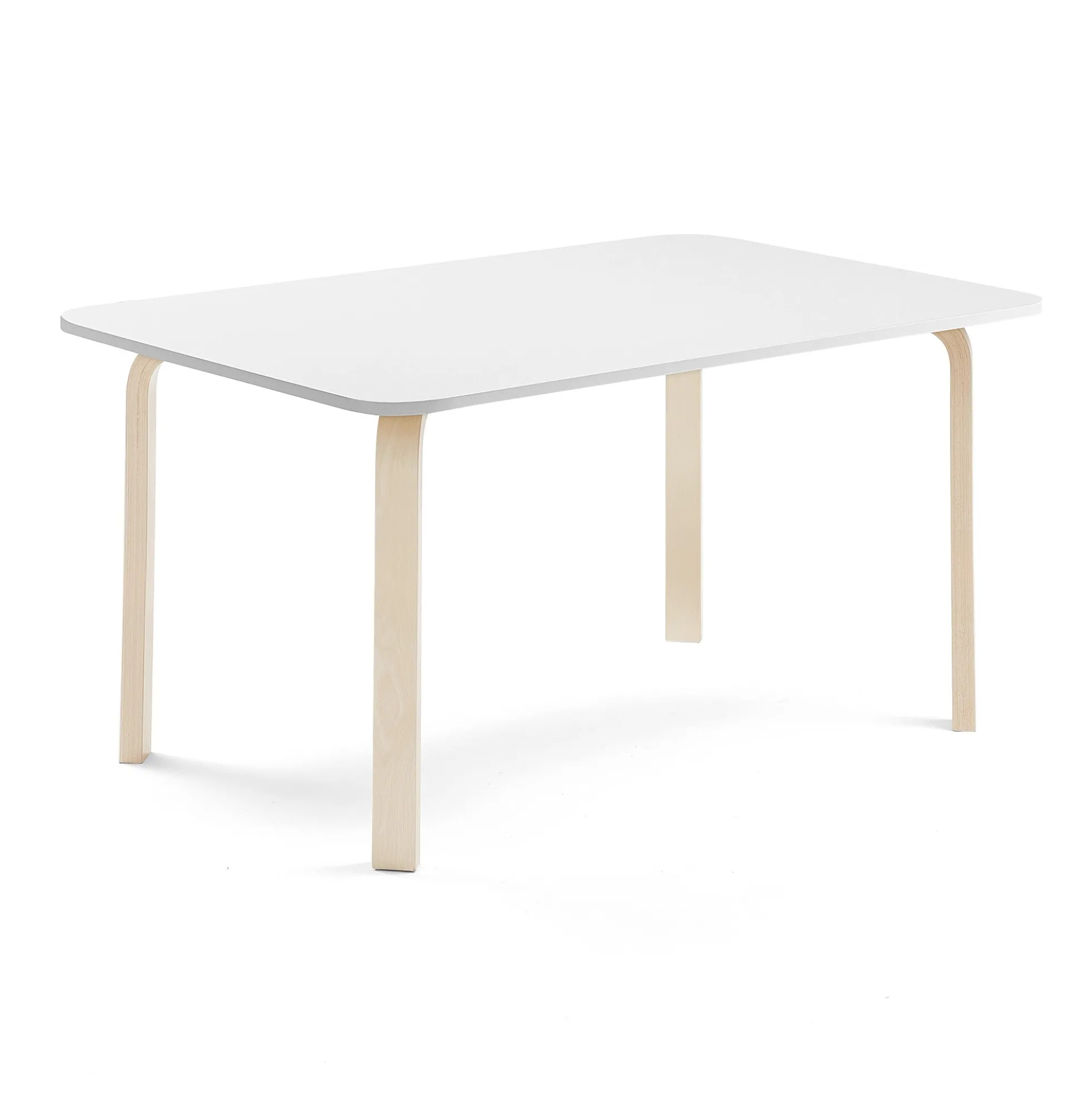 Pöytä ELTON 1400x800x640 mm, valkoinen laminaatti, koivu