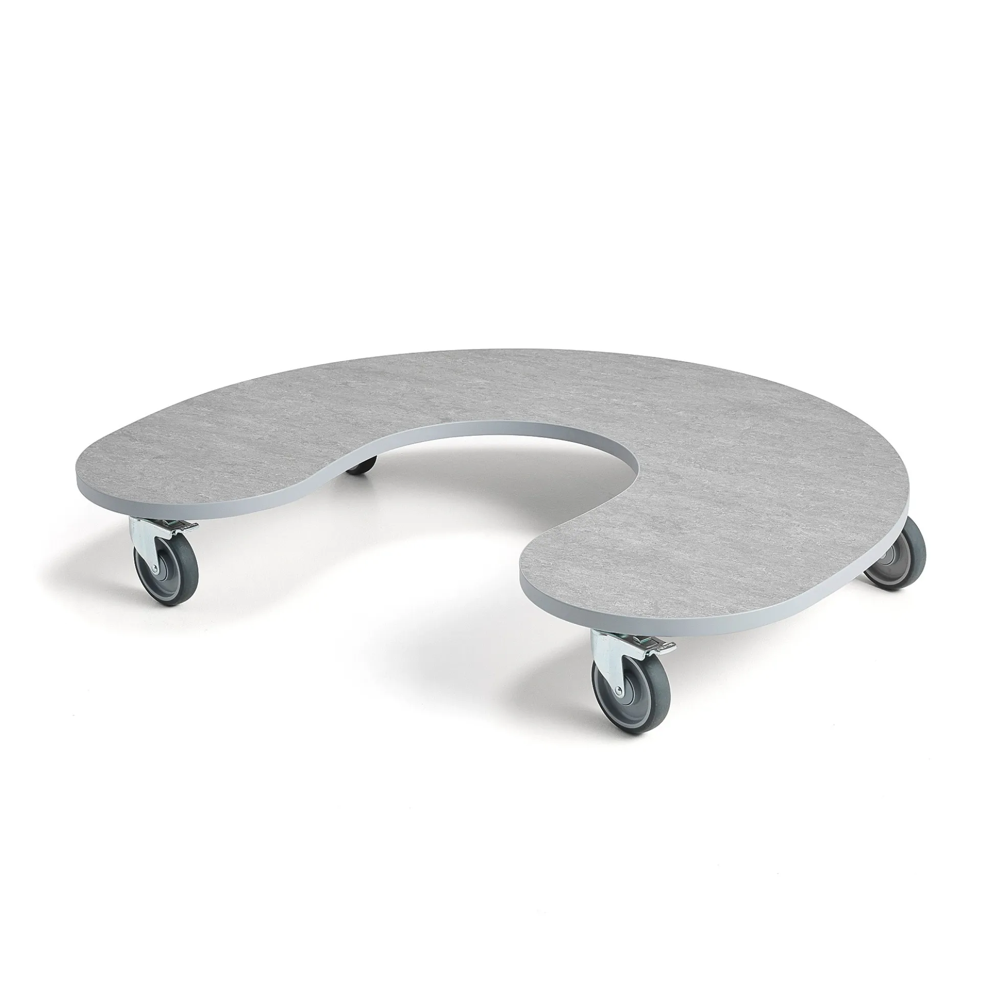 Pöytä JOLLY Hevosenkengän muotoinen, 1250x1000x170 mm, ääntä vaimentava linoleumi, harmaa