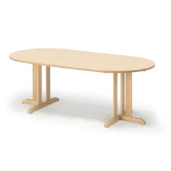 Pöytä KUPOL Ovaali, 2000x1000x720 mm, beige linoleumi, koivu