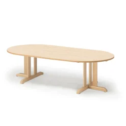 Pöytä KUPOL Ovaali, 2000x1000x500 mm, beige linoleumi, koivu