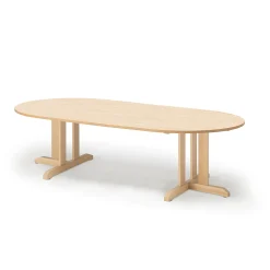 Pöytä KUPOL Ovaali, 2000x800x500 mm, beige linoleumi, koivu