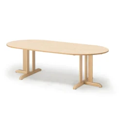 Pöytä KUPOL Ovaali, 2000x800x600 mm, beige linoleumi, koivu