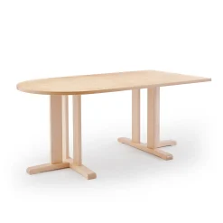 Pöytä KUPOL Puoliovaali, 1800x800x720 mm, beige linoleumi, koivu