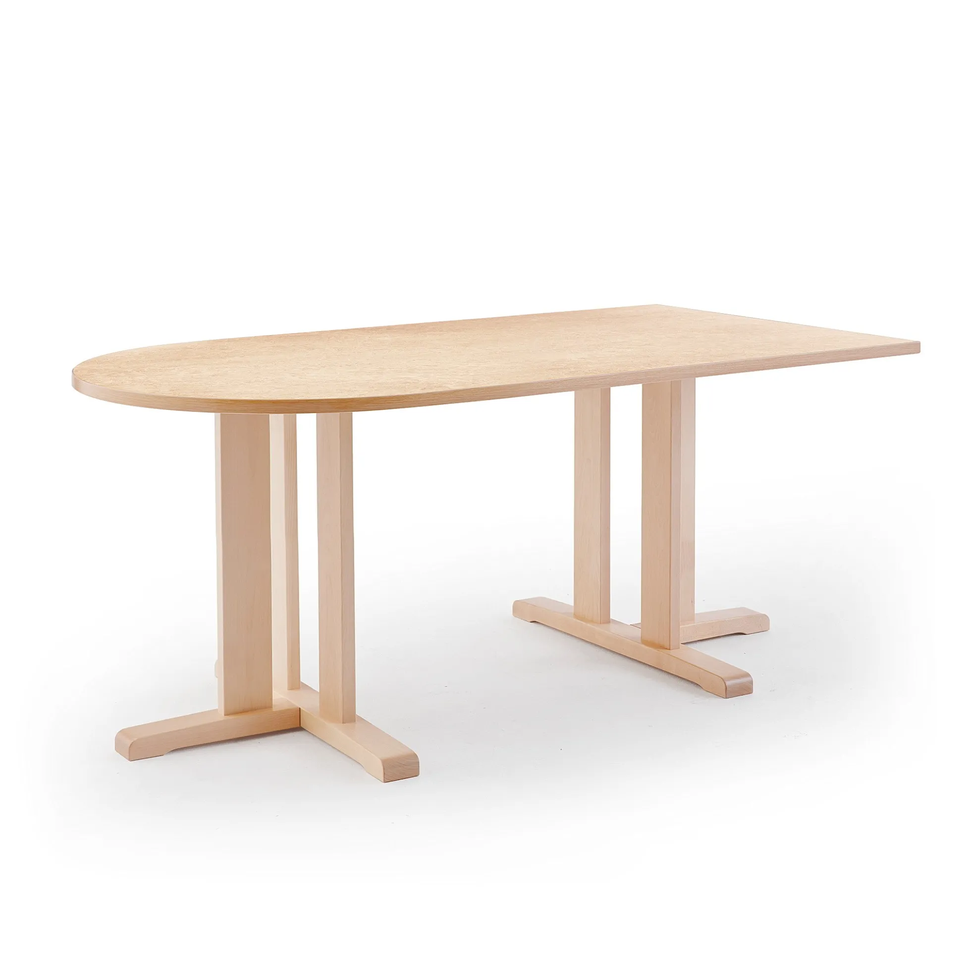 Pöytä KUPOL Puoliovaali, 1800x800x720 mm, beige linoleumi, koivu