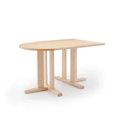 Pöytä KUPOL Puoliovaali, 1400x800x720 mm, beige linoleumi, koivu
