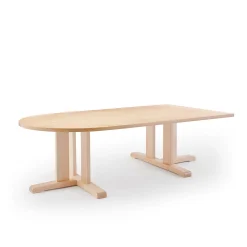 Pöytä KUPOL Puoliovaali, 1800x800x500 mm, beige linoleumi, koivu