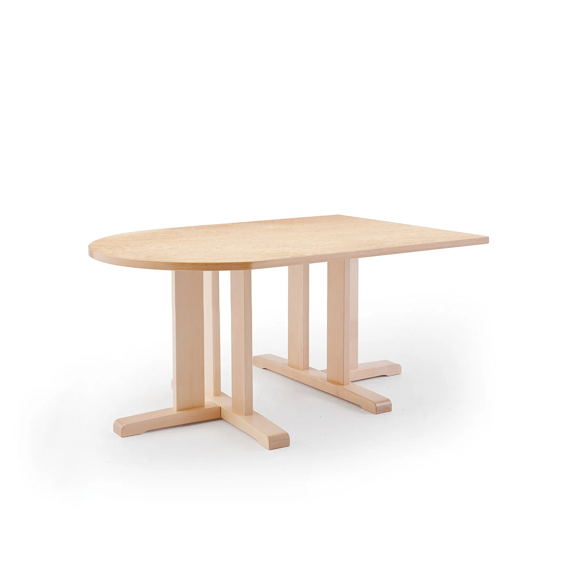Pöytä KUPOL Puoliovaali, 1400x800x600 mm, beige linoleumi, koivu
