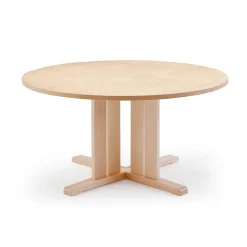 Pöytä KUPOL Ø1200x720 mm, beige linoleumi, koivu