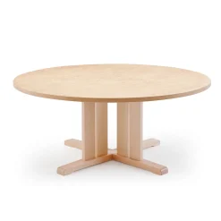 Pöytä KUPOL Ø1300x600 mm, beige linoleumi, koivu