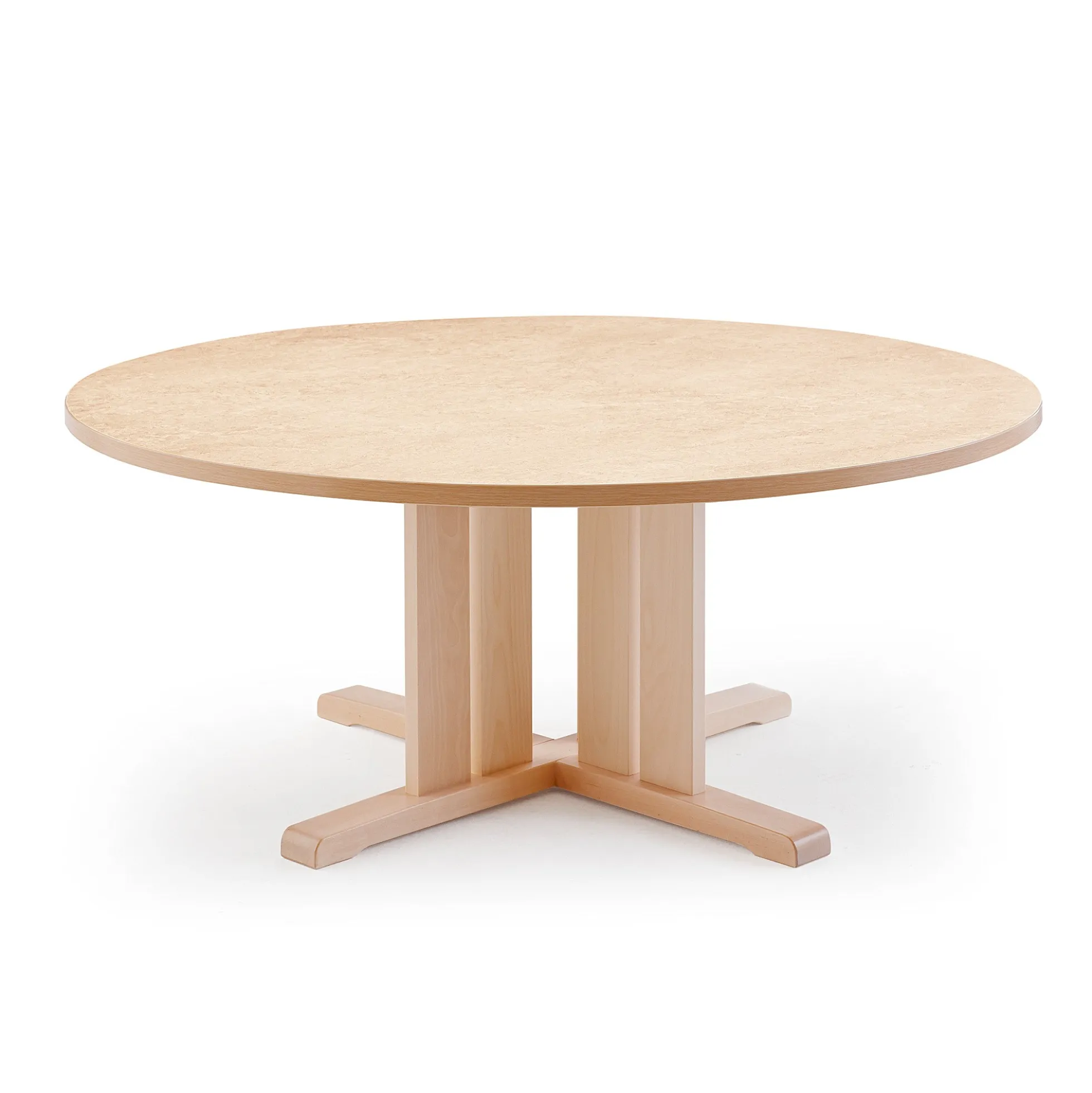 Pöytä KUPOL Ø1300x600 mm, beige linoleumi, koivu