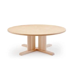 Pöytä KUPOL Ø1200x500 mm, beige linoleumi, koivu