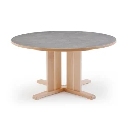 Pöytä KUPOL Ø1200x720 mm, harmaa linoleumi, koivu