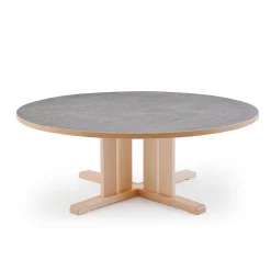 Pöytä KUPOL Ø1300x500 mm, harmaa linoleumi, koivu