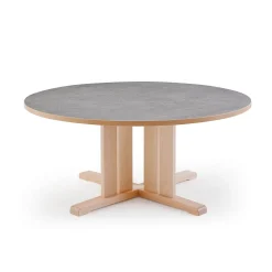 Pöytä KUPOL Ø1200x600 mm, harmaa linoleumi, koivu
