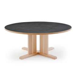 Pöytä KUPOL Ø1300x600 mm, tummanharmaa linoleumi, koivu