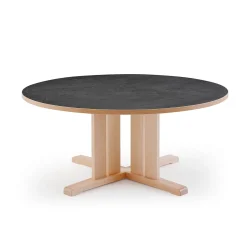 Pöytä KUPOL Ø1200x600 mm, tummanharmaa linoleumi, koivu