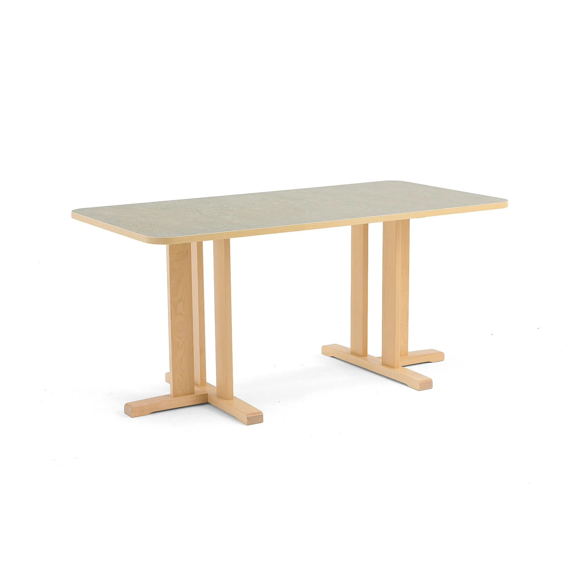 Pöytä KUPOL 1600x800x720 mm, harmaa linoleumi, koivu