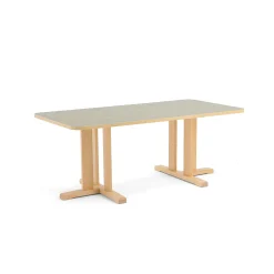 Pöytä KUPOL 1600x800x600 mm, harmaa linoleumi, koivu