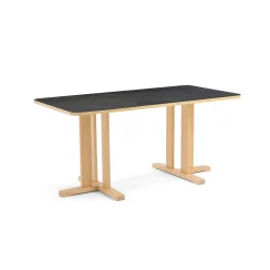 Pöytä KUPOL 1600x800x720 mm, tummanharmaa linoleumi, koivu