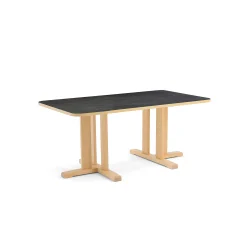 Pöytä KUPOL 1400x800x600 mm, tummanharmaa linoleumi, koivu